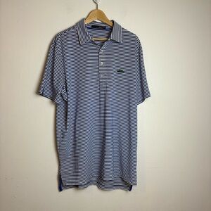 RLX Ralph Lauren Sport Blue and White Striped Golf Polo Shirt Size XL‎ Men’s